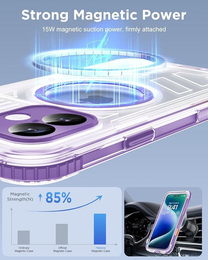 for iPhone 16 Waterproof Case with Magsafe, Built-in [Camera & Screen Protector] [Lanyard], IP68 Water Proof Full Body Dustproof Heavy Duty Frosted Protective Phone Cover, 6.1" Purple