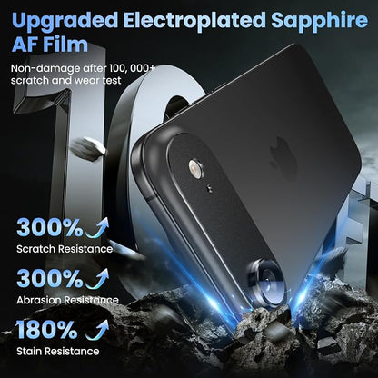 Uyiton Compatible with iPhone Air Camera Lens Protector - [Not Easy to Break][Strong Adsorption][Case-Friendly] Metal Tempered Glass Rear Camera Screen Cover - Space Black