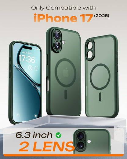 TOCOL for Phone 17 Case, Compatible with Magsafe Charger, Full Camera Protection, Drop Protection, Translucent Matte Phone Case for Phone 17 6.3 inch (Alpine Green)