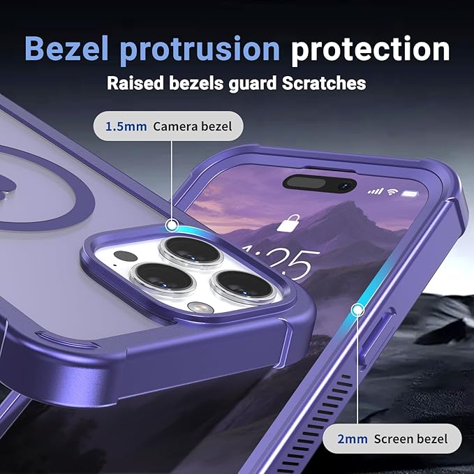 jaroco Magnetic for iPhone 14 Pro Max Case, [Compatible with MagSafe][Military Grade Drop Protection][Heavy Duty Protection][Non-Slip][Shockproof] 2-Layer Durable Bumper Phone Case 6.7''-Dark Purple
