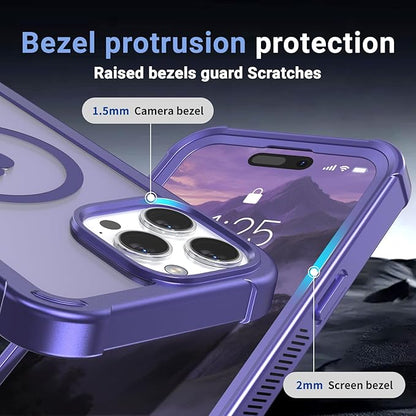 jaroco Magnetic for iPhone 14 Pro Max Case, [Compatible with MagSafe][Military Grade Drop Protection][Heavy Duty Protection][Non-Slip][Shockproof] 2-Layer Durable Bumper Phone Case 6.7''-Dark Purple