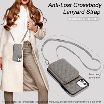Bocasal Crossbody Wallet Case for iPhone 11, RFID Blocking PU Leather Zipper Handbag Purse Flip Cover, Kickstand Folio Case with Card Slots Holder Wrist Strap Lanyard 6.1 Inch (Grey)