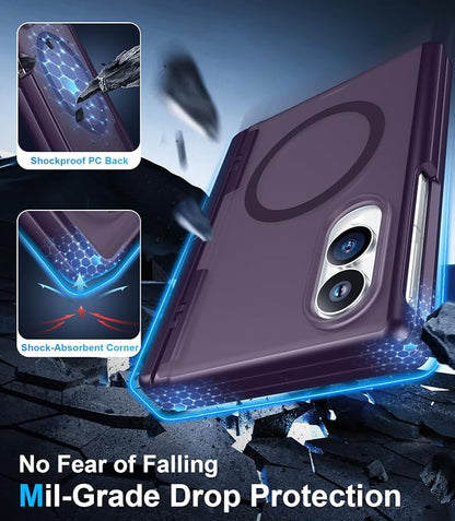 for Samsung Galaxy Z Fold 8 Case,[Compatible with MagSafe][Built-in HD Screen Protector & Kickstand][Hinge Protection]Translucent Matte Full-Body Shockproof Phone Case for Z Fold 8 Wide,Purple
