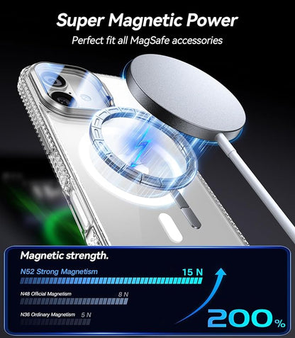 [Upgraded Full Camera Protection] for iPhone 17 Case with Camera Cover Stand [Fit for MagSafe][10FT Mil-Grade Protection] Transparent Magnetic iPhone 17 Phone Case, Clear
