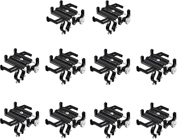 NineLeaf 10PK Bike Phone Mount Holder, Aluminum Motorcycle Phone Mount, Handlebar Mounted Cell Phone Holder for Bike, Camera Friendly, Rotatable, Universal Bicycle Phone Mount for 2.2-3.7 Inch Phones