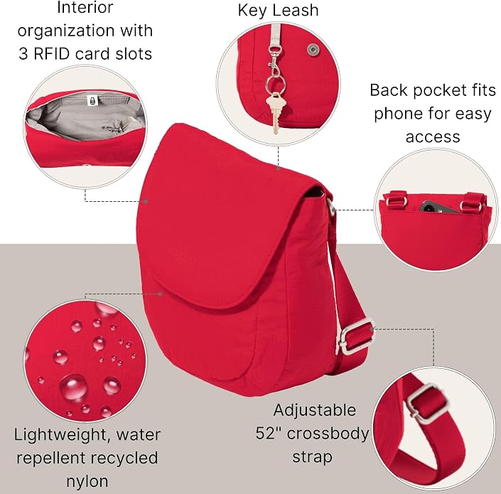 Baggallini Swift Flap Mini Crossbody - 6.3"x7" Lightweight Small Travel Purse with Crossbody Strap and RFID