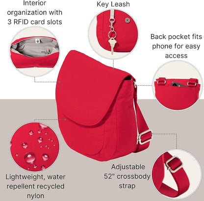 Baggallini Swift Flap Mini Crossbody - 6.3"x7" Lightweight Small Travel Purse with Crossbody Strap and RFID