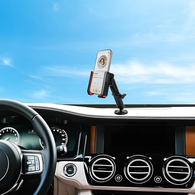 xik Universal Phone Mount Holder for Boat Car Truck Motorcycle UTV - AMPS Round Base, [1s Lock & Release][360° Adjustable], Fits 4.7"-7.2" Phones, Heavy Duty, Wall Mount