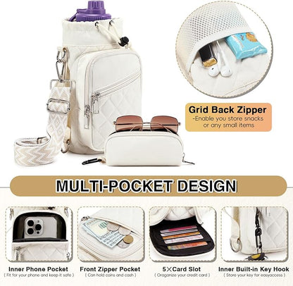 AGLOD Water Bottle Carrier Bag with Strap, Water Bottle Holder Crossbody Bags for Women Men for Walking, Hiking,Cycling
