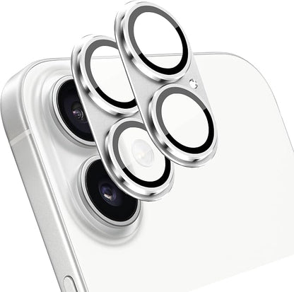 2 Pack Camera Lens Protector for iPhone 17,Metal AR Tempered Glass Rear Camera Screen Cover,Anti-Scratch,Strong Adsorption,Case Friendly, Easy to Install-Silver