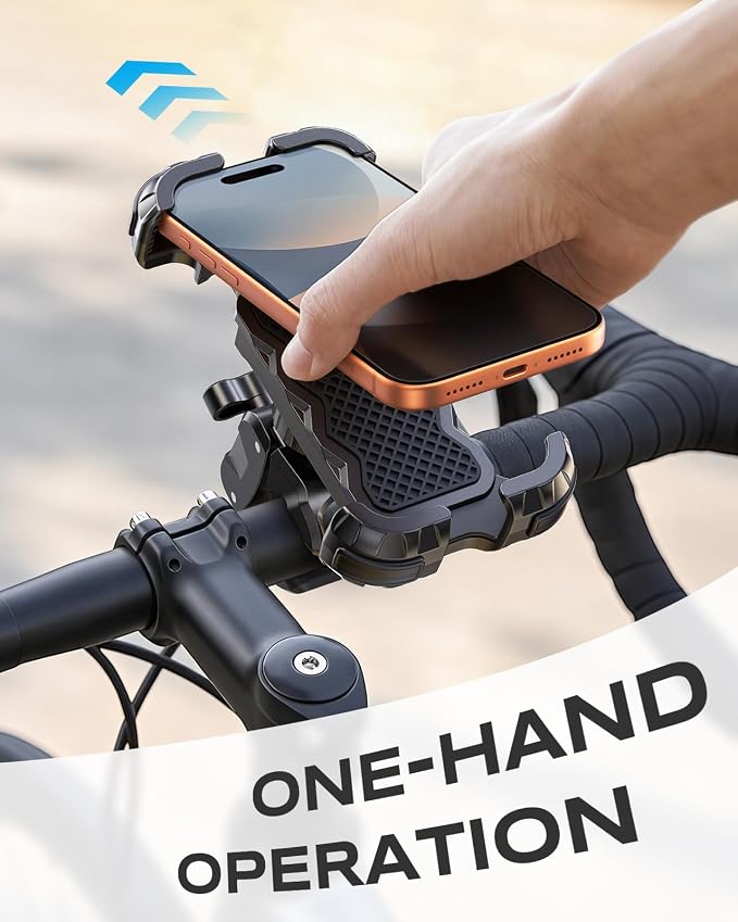 Zewdov Motorcycle Phone Mount [Secure Grip][Anti-Drop], Upgrade Bike Phone Holder [1s Stable Lock], 360° Rotatable Phone Holder for Mountain Bike/ATV, Fits for iPhone/Samsung 4.7-6.8", Clamp Mount