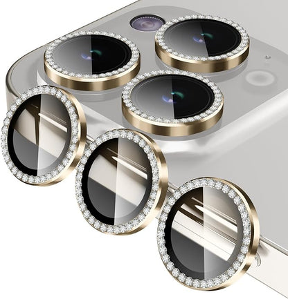 Jeluse Camera Lens Protector for iPhone 17 Pro Max/17 Pro/16 Pro Max/16 Pro/15 Pro Max/15 Pro/14 Pro Max/14 Pro, 9H Tempered Glass Screen Protector Cover Alignment Kit Metal Individual Ring