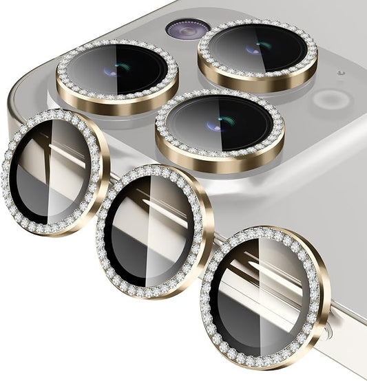 Jeluse Camera Lens Protector for iPhone 17 Pro Max/17 Pro/16 Pro Max/16 Pro/15 Pro Max/15 Pro/14 Pro Max/14 Pro, 9H Tempered Glass Screen Protector Cover Alignment Kit Metal Individual Ring