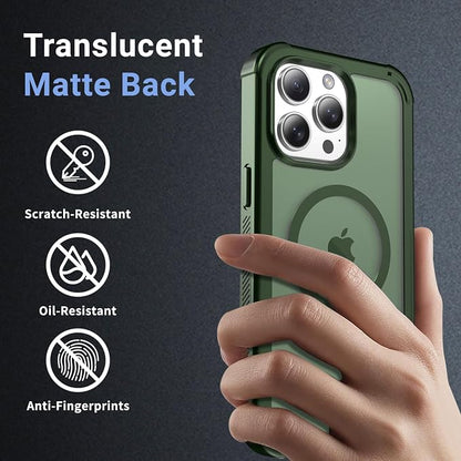 jaroco Magnetic for iPhone 15 Pro Case, [Compatible with MagSafe][Military Grade Drop Protection][Heavy Duty Protection][Non-Slip][Shockproof] 2-Layer Durable Bumper Phone Case 6.1''-Army Green