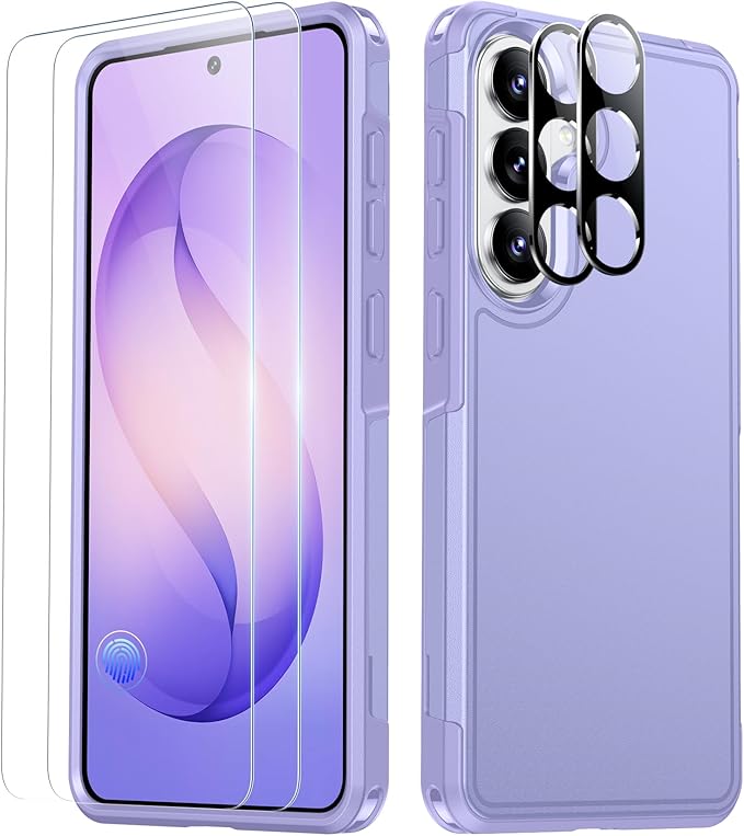 SPIDERCASE Designed for Samsung Galaxy S26 Plus Case, [10 FT Military Grade Drop Protection], 2 Pack [Tempered Glass Screen Protector+Camera Lens Protector] Heavy Duty Shockproof Case, Light Purple