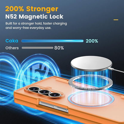 Caka Magnetic for Samsung Galaxy Z Fold 8 Ultra Case with Hinge Protection | Compatible with MagSafe, Built-in Outer Screen Protector, Hinge Guard, Translucent Matte Back, 360° Hybrid Drop Defense