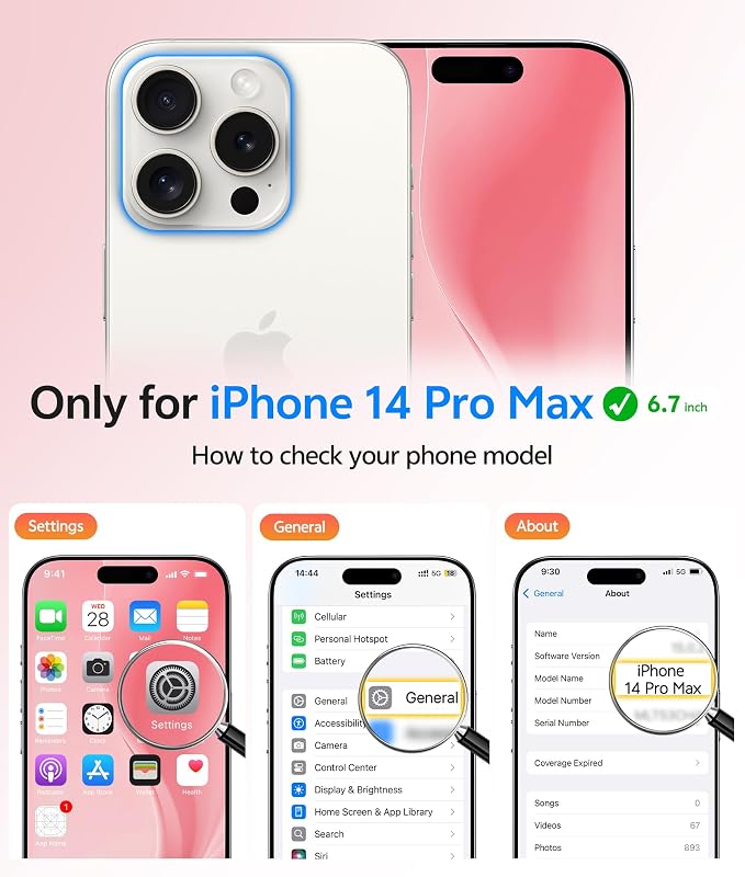 FNTCASE for iPhone 14 Pro Max Case: [Compatible with Magsafe] Translucent Matte Cases with [Full Camera Protection] [Screen Protector] Military Grade Shockproof Protective Phone Cover - Light Pink