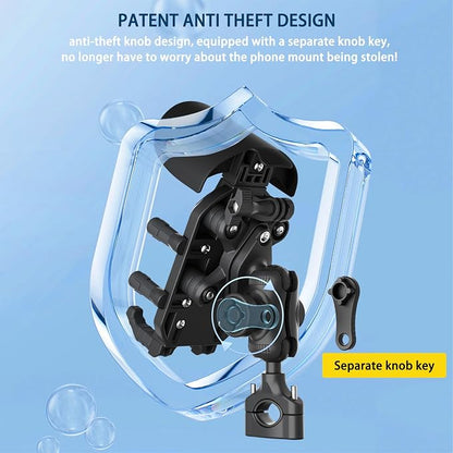 Universal Motorcycle Phone Holder, 8-Claw Heavy Duty Thick Phone Handlebar Mount for Electric Scooter/Bike/ATV, Compatible with iPhone 15/14/13 Pro Max, Samsung Galaxy S23/S22 Ultra, Gopro Camera