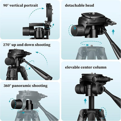 JOILCAN Phone Tripod, 68" Tripod for Phone Stand Video Recording Photos, Travel Floor Tripods Compatible with iPhone Canon Nikon DSLR, Cell Phone Tripods with Remote/Travel Bag