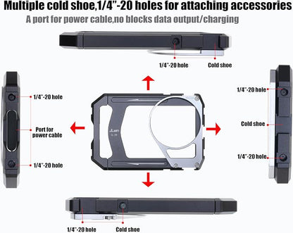 Fotga Universal Smartphone Cage Photo Video Stabilizer W/Handles + 67mm Variable ND Filter for iPhone 17 16 15 14 Pro Max Samsung Cell Phone Vlog Live Stream Video Recording, Cold Shoe Tripod Mount