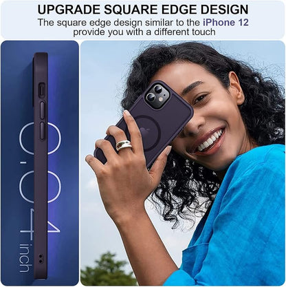 MOCCA Strong Magnetic for iPhone 11 Phone Case,[Compatible with Magsafe][Glass Screen Protector+Camera Lens Protector] Slim Thin Shockproof Cover Case for iPhone 11 6.1 inch, Deep Purple