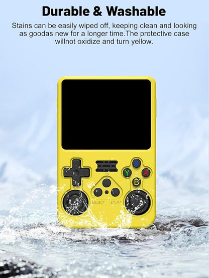 Silicone Protective Case for Anbernic R36S Game Console, Full-Body Protective Cover with Precise Cutout, Shockproof Dustproof Protector Sleeve & Scratch-Resistant Sleeve (Yellow)