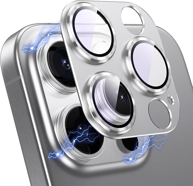 Korecase [2 Pack] for iPhone 16 Pro Max/iPhone 16 Pro Camera Lens Protector,Metal Frame Tempered Glass [Strong Adsorption] [Case Friendly] Anti-Scratch Shatter Resistant Rear Camera Screen Cover - Silver