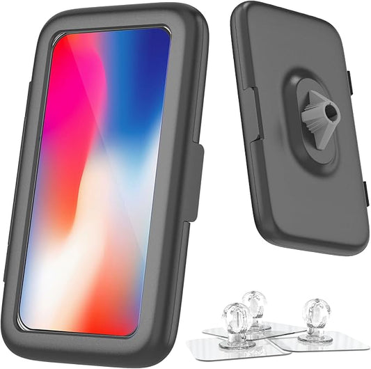 Waterproof, Upgraded IPx7 Wall Mount, 480° Rotation, HD Touchscreen, Ideal for 4-7” Smartphones - Perfect Shower Accessories-Black