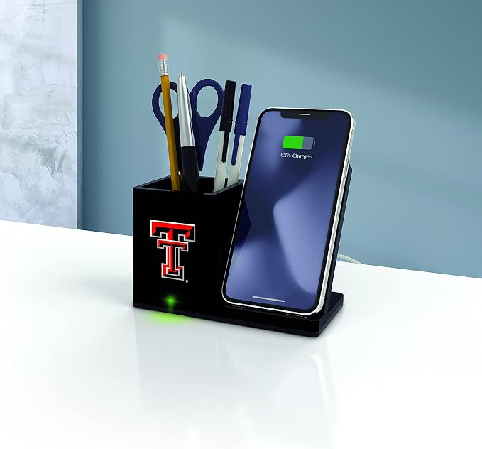 SOAR NCAA Unisex Cell Phone Wireless Charging Stand and Desktop Organizer