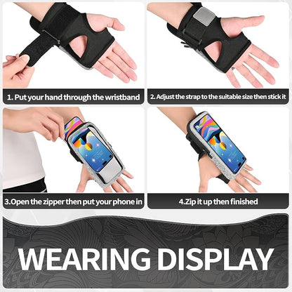 Wristband Phone Holder for Running, Running Armband with Card Slot for iPhone Pro Max Plus (16/15/14/13/12/11/X/XR), for Galaxy S24/S10, Cell Phone Armband Up to 7.0'' Phone