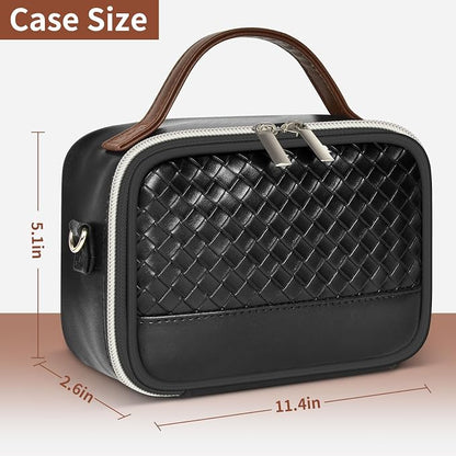 Electronic Organizer with Shoulder Strap, Premium Mixed-Fabric Accordion Tech Pouch for Travel & Commute, Large Capacity for Power Bank, Phone, Hard Drive,Charger -Case Only (Black)