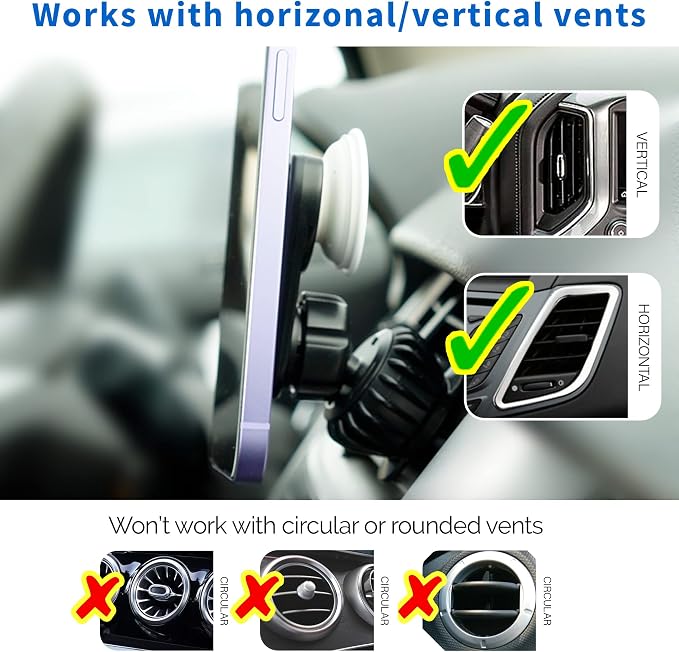 MCCHJoy Dash and Vent Car Mount for PopSockets, 2-in-1 Dashboard Adhesive and AC Vent Hook Installation, Adjustable and Secure, Socket Car Phone Holder