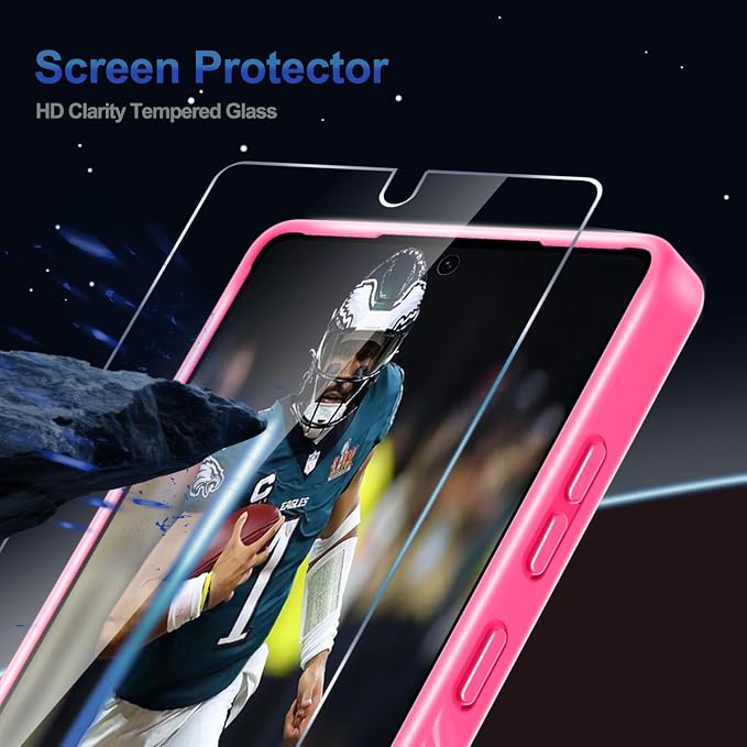 for Samsung Galaxy S25 Ultra Case with Screen Protector+Lanyard Wrist Strap,Magnetic Translucent Matte Rugged Slim Phone Cover Built in Invisible Kickstand [Fit for MagSafe],2025 Hot Pink