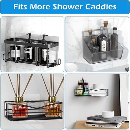 Lsnisni 6 Pack Shower Caddy Adhesive Replacement, Shower Adhesive Strips, Strong Adhesive Hooks, Waterproof Sticker, No Drilling, for Bathroom Shelf and Kitchen Racks
