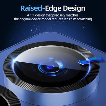 X-it Camera Lens Protector for Samsung S25 Plus, 10H Tempered Glass, Independent Metal Aluminum Edge Original Protection Design, Suitable for Phone Case, Anti-scratch, Anti-reflective,Navy