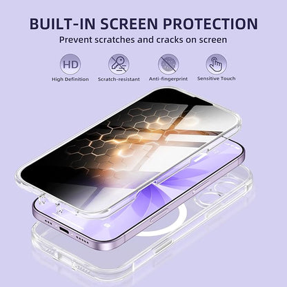 BERFY for iPhone 17 Case, Compatible with MagSafe, Built-in Privacy Screen Protector, Camera Protection, Shockproof Full Body Phone Case 6.3", Clear
