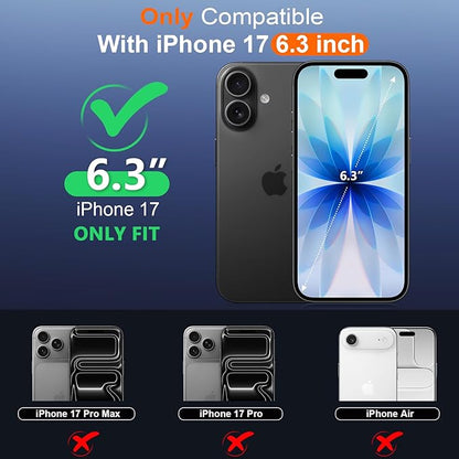 SPIDERCASE for iPhone 17 Case Waterproof, Built-in Lens & Screen Protector, Full Heavy Duty Protection, 12FT Military Shockproof, Dustproof, Anti-Scratched Phone Case,Black/Clear