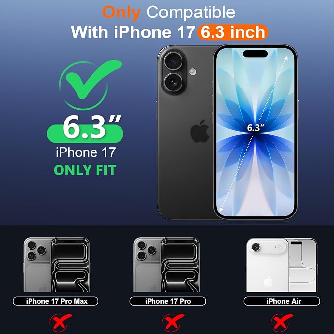 SPIDERCASE for iPhone 17 Case Waterproof, Built-in Lens & Screen Protector, Full Heavy Duty Protection, 12FT Military Shockproof, Dustproof, Anti-Scratched Phone Case,Blue/Clear