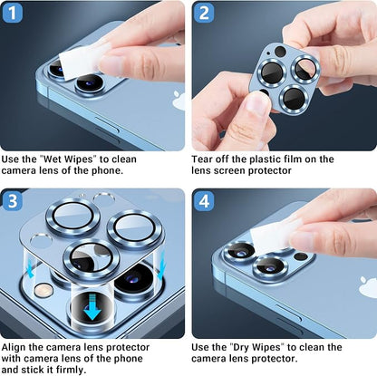 AFARER [2 Pack] Lens Cover for iPhone 13 Pro/13 Pro Max, Ultra-tough HD Camera Protectors, Anti-Scratch, 9H Hardness Ultra-thin Tempered Glass, Case Friendly for iPhone 13 Pro/13 Pro Max [Does not Affect Night Shots] (Silver)