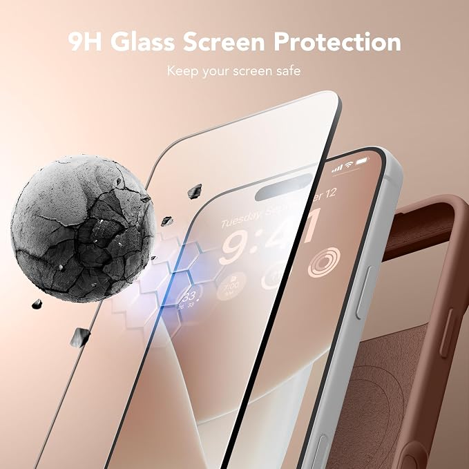 GONEZ Magnetic for iPhone 17 Pro Case, Compatible with MagSafe, [Screen Protector + Camera Lens Protector], Liquid Silicone Anti-Scratch Shockproof Protective Phone Case 6.3 inch, Brown