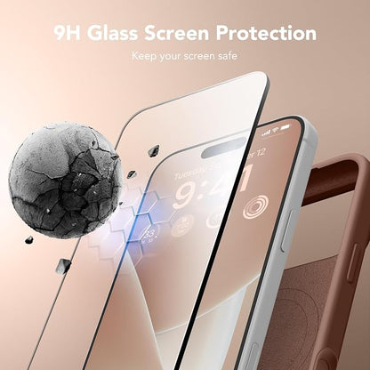 GONEZ Magnetic for iPhone 17 Pro Case, Compatible with MagSafe, [Screen Protector + Camera Lens Protector], Liquid Silicone Anti-Scratch Shockproof Protective Phone Case 6.3 inch, Brown