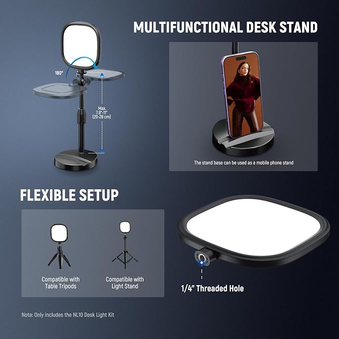 NEEWER Basics 2 Pack 5" Full Screen LED Ring Light with Stands for Desk Video Conference, 10W Bi Color Edge Lit Computer Laptop Webcam Zoom Calls Lighting Streaming Phone Recording, CRI95, NL10