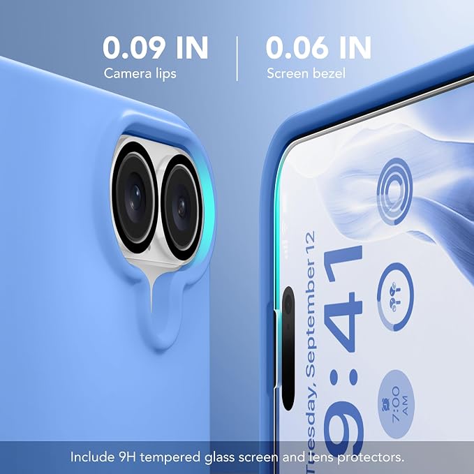 GONEZ Magnetic for iPhone 16 Case, Compatible with MagSafe, [Screen Protector + Camera Lens Protector], Liquid Silicone Shockproof Protective Phone Case for iPhone 16 6.1", Sky Blue