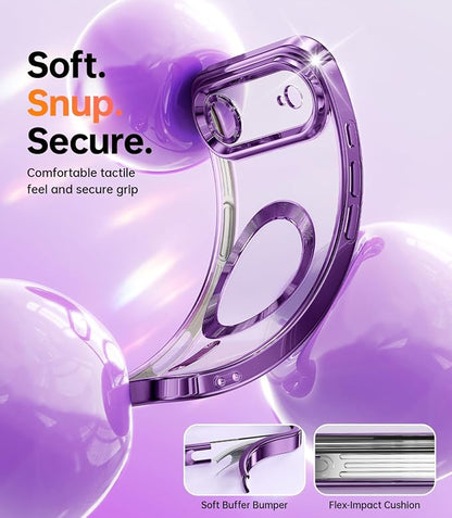 Meifigno Designed for iPhone Air Case with Ring Stand (6.5"), [Built-in Mirror] [Compatible with MagSafe] [Glitter Card & Wrist Strap] Removable Phone Stand +Designed for iPhone 17 Air Case, Purple