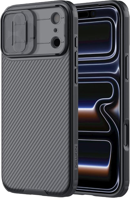 Nillkin for iPhone 17 Pro Case with Slide Camera Cover, Thin Slim Fit, Shockproof Protective, Protector Privacy, Phone Case iPhone 17 Pro Camera Lens Protector 6.3 inch, Transparent Black