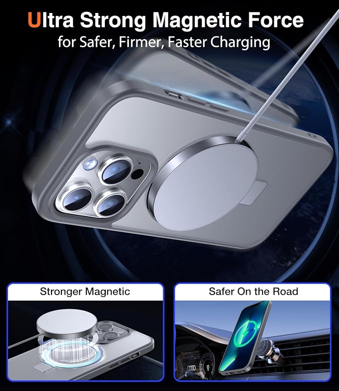 Chicfun 3-in-1 [Magnetic+Kickstand+Ring Holder] for iPhone 13 Pro Case Compatible with MagSafe, iPhone 13 Pro Phone Case with Stand Military Shockproof Protective Magnetic Matte Hard Cover