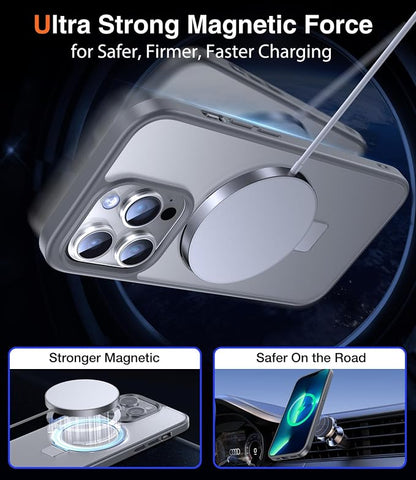Chicfun 3-in-1 [Magnetic+Kickstand+Ring Holder] for iPhone 13 Pro Case Compatible with MagSafe, iPhone 13 Pro Phone Case with Stand Military Shockproof Protective Magnetic Matte Hard Cover