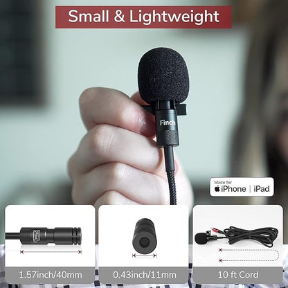 PIXEL Lavalier Microphone for iPhone (Apple MFi-Certified) | Lav Mic for Vlogging | External Microphone for Video Recording, Compatible with All Lightning Devices (10ft)