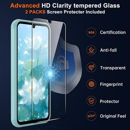 for Samsung Galaxy A15 5G Phone Case: Samsung A15 Case [Mag-Safe Fit] with 2PC Tempered Glass Screen Protector,Frosted Translucent A15 Case Soft-Touch Skin Protection for Galaxy A15 Cover,Mint Greenn