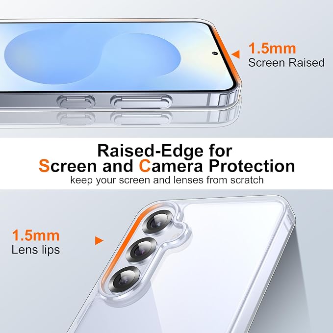 SPIDERCASE Designed for Samsung Galaxy S25 Plus Case, [10 FT Military Grade Drop Protection],2 Pack [Tempered Glass Screen Protector+Camera Lens Protector] Heavy Duty Shockproof Case,Clear